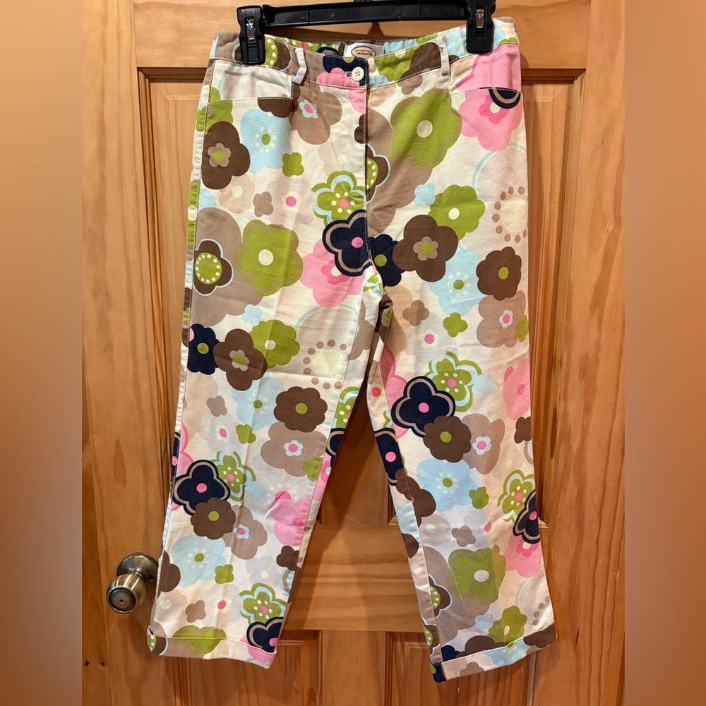 Talbots Signature 60s Retro Floral Pants stretch ankle pants women’s size 8